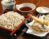 Buckwheat noodles on a bamboo strainer served with Tempura