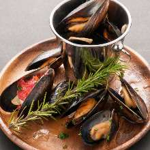 Mussels steamed in wine