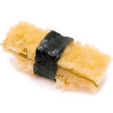 Herring roe on kombu kelp