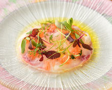 Carpaccio prepared with fresh fish of the day