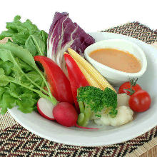 Vegetable with miso-flavored meat dip