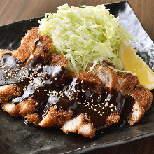 Chicken cutlet with miso sauce