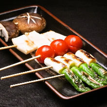 Grilled cherry tomato skewer