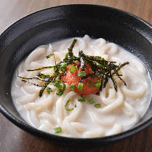 Udon with creamy broth and spicy cod roe