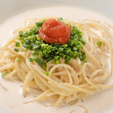 Pasta with mentaiko (marinated cod roe) cream sauce