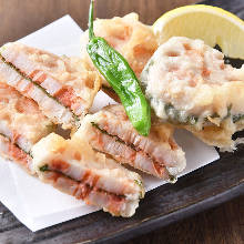 Lotus root and spicy cod roe hasamiage (fill-and-fry)