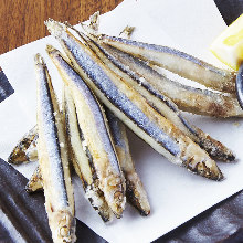 Fried silver-stripe round herring