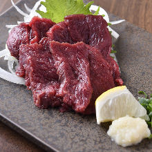 Marbled horse meat sashimi