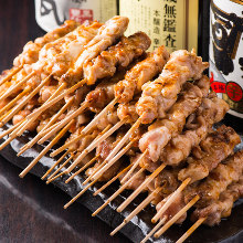 Grilled chicken thigh skewer