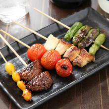 Grilled cherry tomato skewer