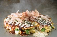 Sticky rice and cheese okonomiyaki