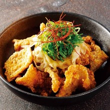 Chicken skin with ponzu