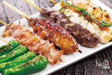 Assorted grilled skewers