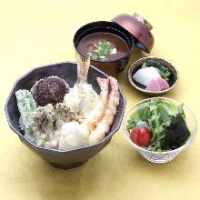 Tempura rice bowl set meal