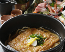 Wheat noodles with sweet fried tofu