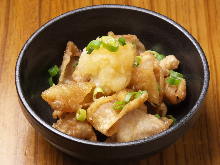 Chicken skin with ponzu