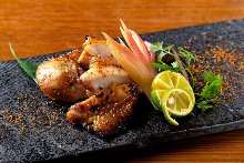 Grilled chicken leg flavored with sansyo (Japanese pepper)