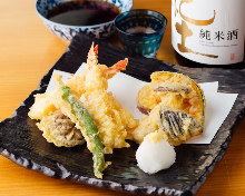 Assorted shrimp and seasonal vegetable tempura