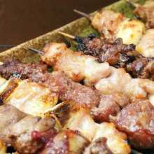 Grilled chicken thigh skewer