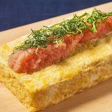 Japanese-style rolled omelet with marinated cod roe