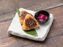 Grilled miso rice ball