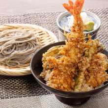 Tempura rice bowl and soba noodles set