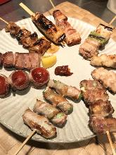 Assorted grilled chicken skewers, 10 kinds