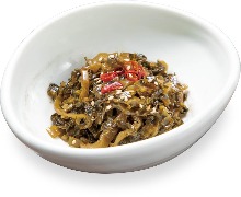 Karashi takana (Japanese mustard greens pickled with chili)