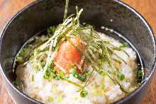 Mentaiko chazuke (marinated cod roe and rice with tea)