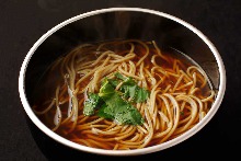 Buckwheat noodle in a hot soup