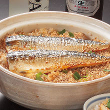 Rice with seared mackerel