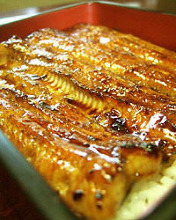 Eel served over rice in a lacquered box