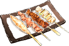 Assorted grilled chicken skewers