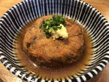 Simmered deep-fried tofu with vegetables