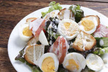 Caesar salad with slow-poached egg