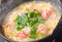 Crab rice soup