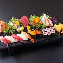 Nigiri sushi and sashimi set