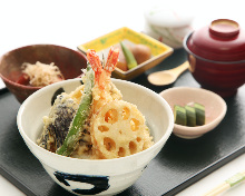 Tempura rice bowl set meal