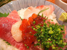 Seafood rice bowl meal
