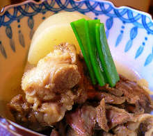 Simmered beef tendon and daikon radish