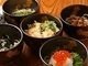 Warigo Soba (buckwheat noodles divided into small bowls with five assorted toppings)