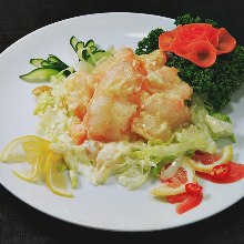 Stir-fried shrimp with mayonnaise