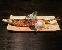 Salted and grilled saury