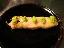 Chicken tenderloin skewer with wasabi