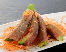 Raw ham and avocado salad