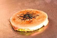 Marinated roe and cheese okonomiyaki