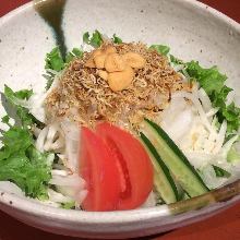 Baby sardine and mizuna salad