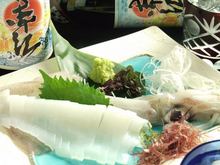 Live spear squid sashimi