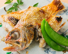 Salt roasted rosy seabass