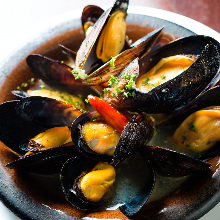 Mussels steamed in wine